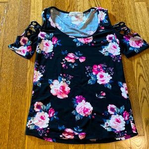 Black Floral Off the Shoulder Top